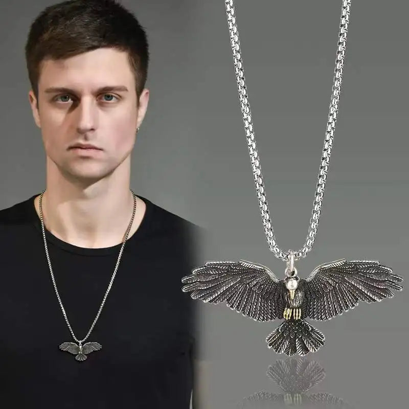 CowLost | product_id-2022-fashion-simple-compact-crow-raven-eagle-pendant-necklace-for-men-and-women |10