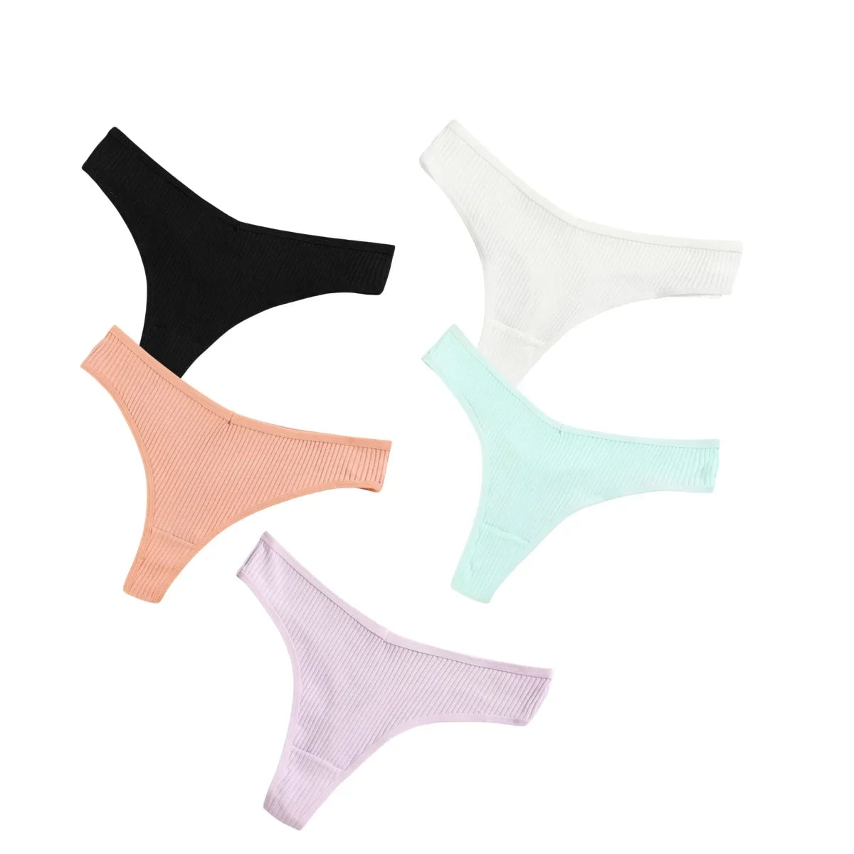CowLost | product_id-5pcs-womens-cotton-low-rise-v-shape-g-string-thongs-solid-colors-m-xxl |25
