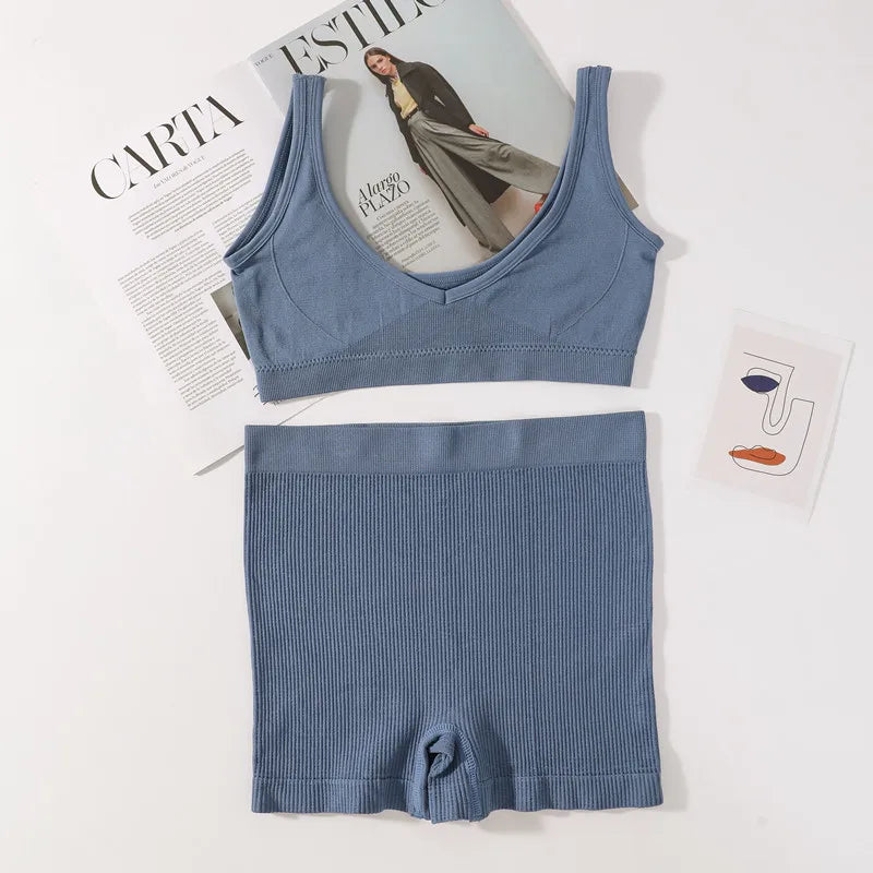 CowLost | product_id-seamless-wireless-v-neck-bra-and-soft-shorts-set-for-women-comfort |14
