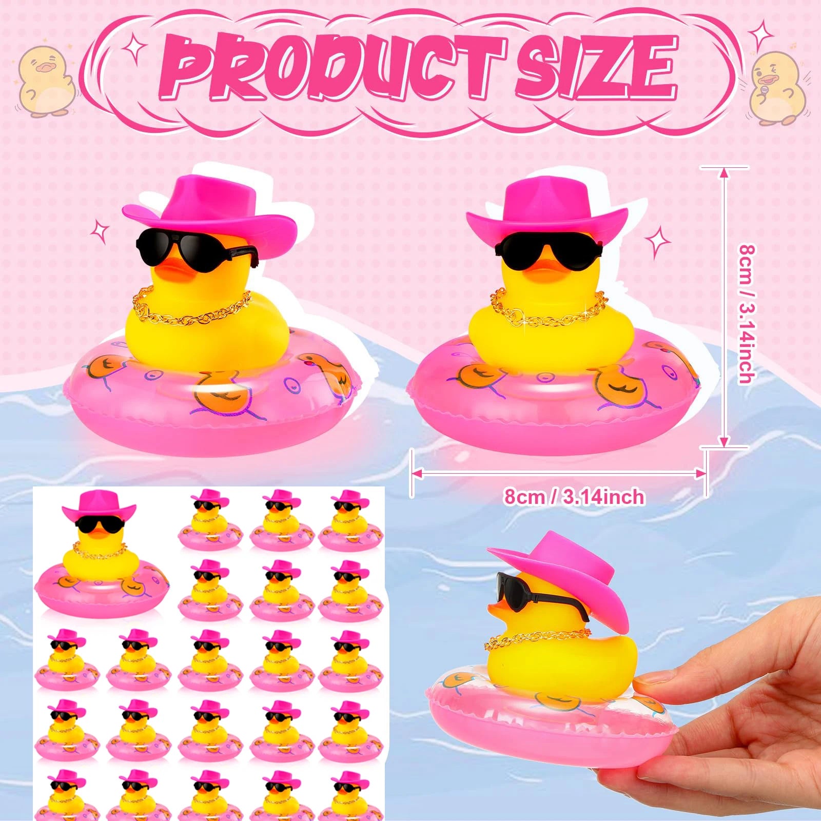 CowLost | product_id-6-12-24-48-summer-rubber-duck-car-dashboard-decorations-with-mini-hat-and-swim-ring |2