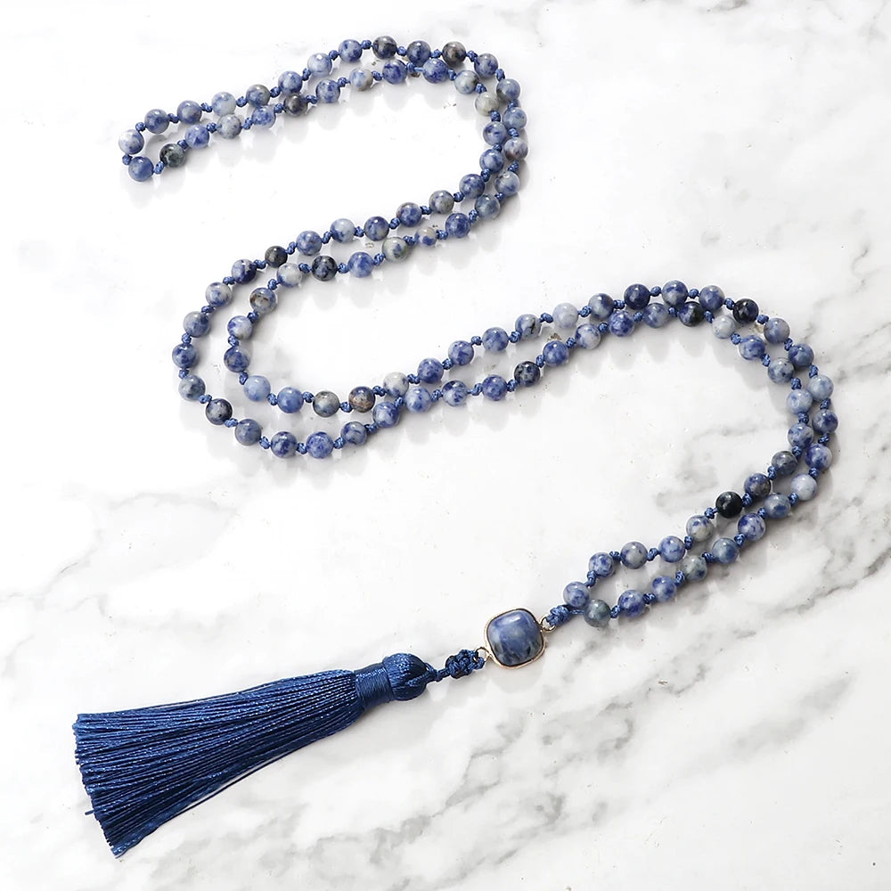CowLost | handbags-white-dot-blue-vein-sodalite-108-beaded-mala-necklace-natural-stone |15