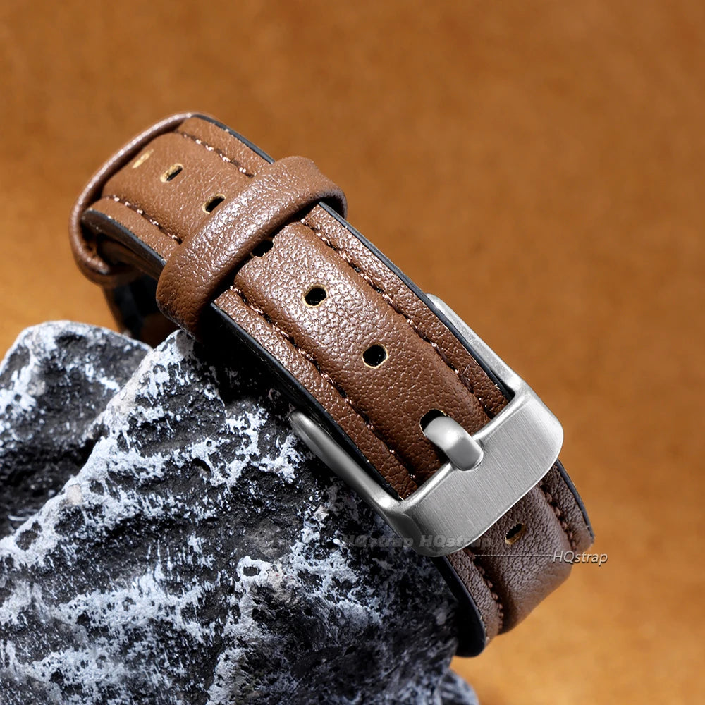 Ultra-thin Leather Silicone Watch Band 10-16mm Universal Quick Release Waterproof Wristband