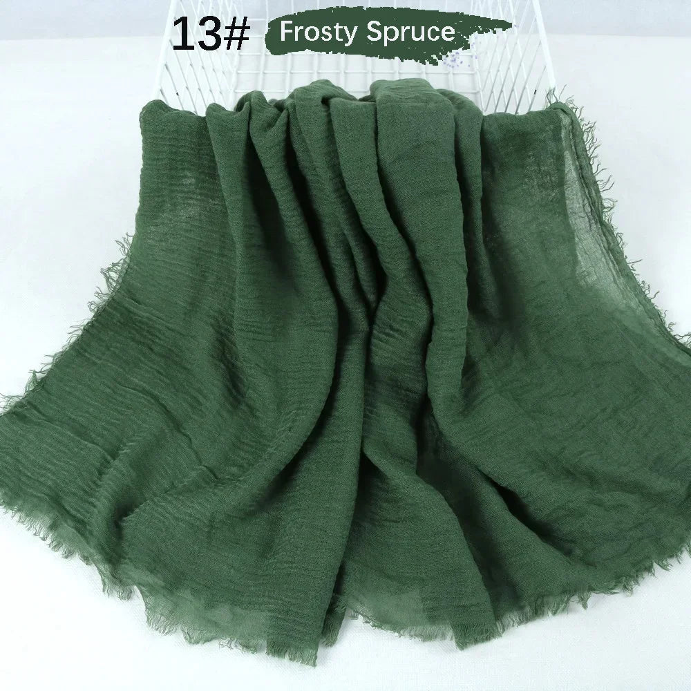 180X90CM Muslim Women Crinkle Hijab Soft Cotton Scarf