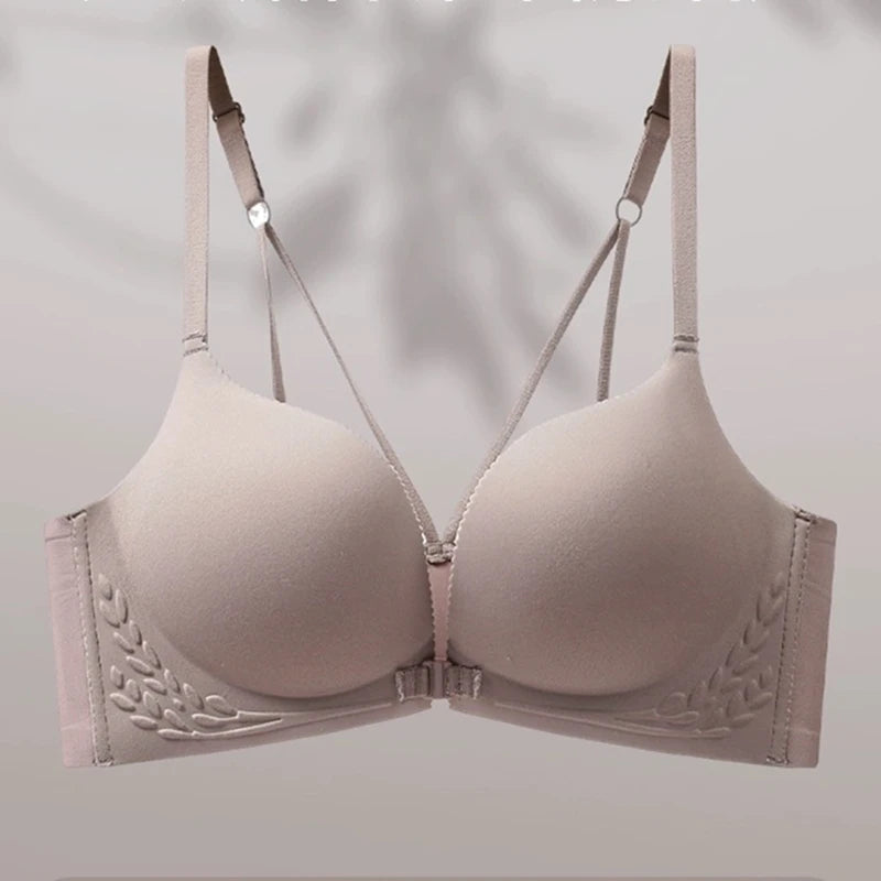 CowLost | sexy-front-button-beautiful-back-bra-for-women-with-small-breasts-seamless-flat-chest-side-breasts-no-steel-ring-large-bra |3