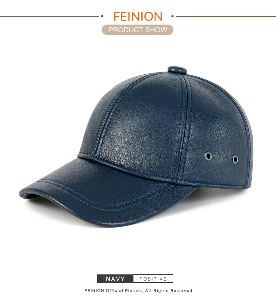 CowLost | feinion-genuine-leather-unisex-baseball-cap |10