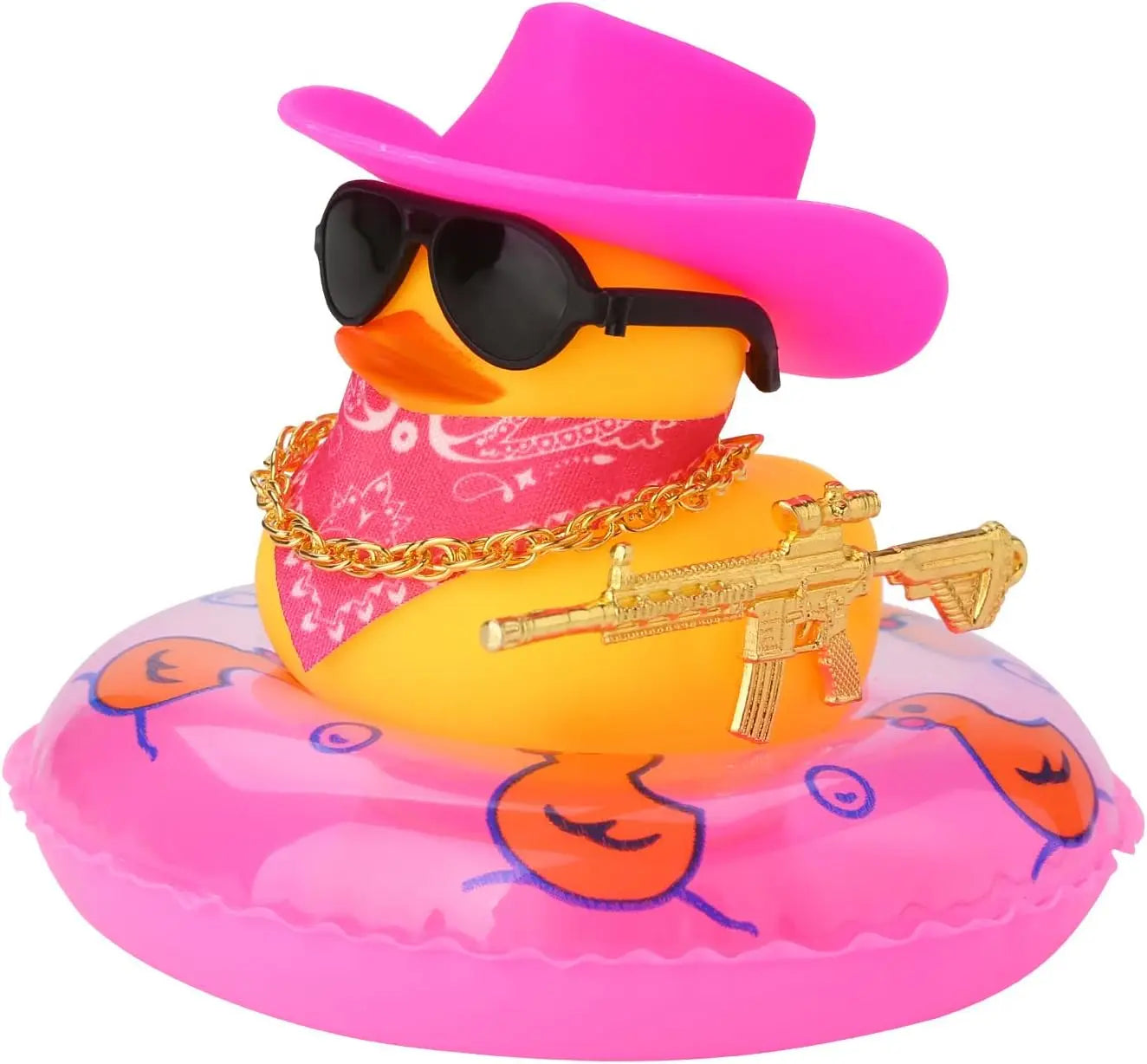 CowLost | product_id-rubber-duck-car-dashboard-ornament-with-cowboy-hat-necklace |15