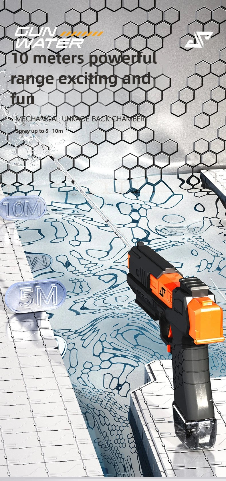 Funny Manual Water Pistol Toy Portable Squirt Gun for Outdoor Summer Beach Pool