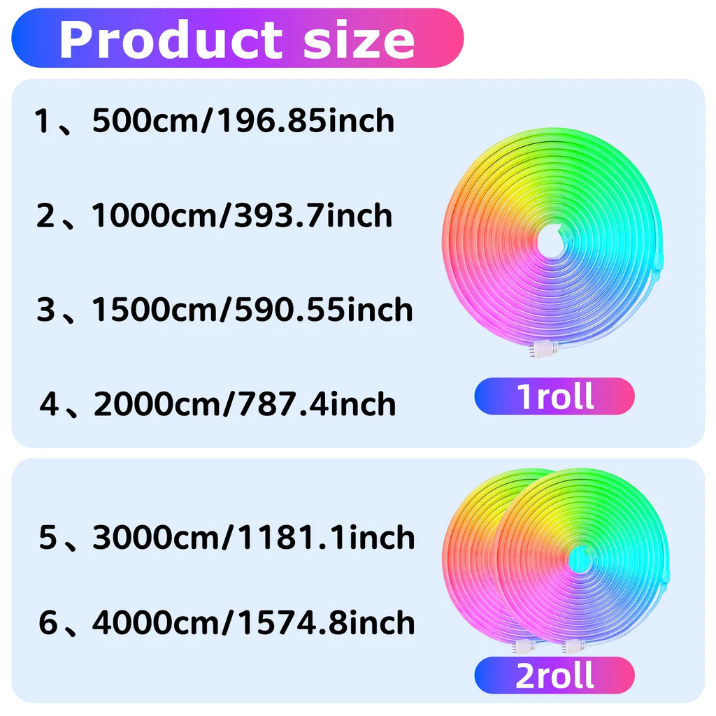 Mexllex RGB LED Neon Rope Lights, Music Sync, App & Remote Control, Waterproof Indoor Outdoor