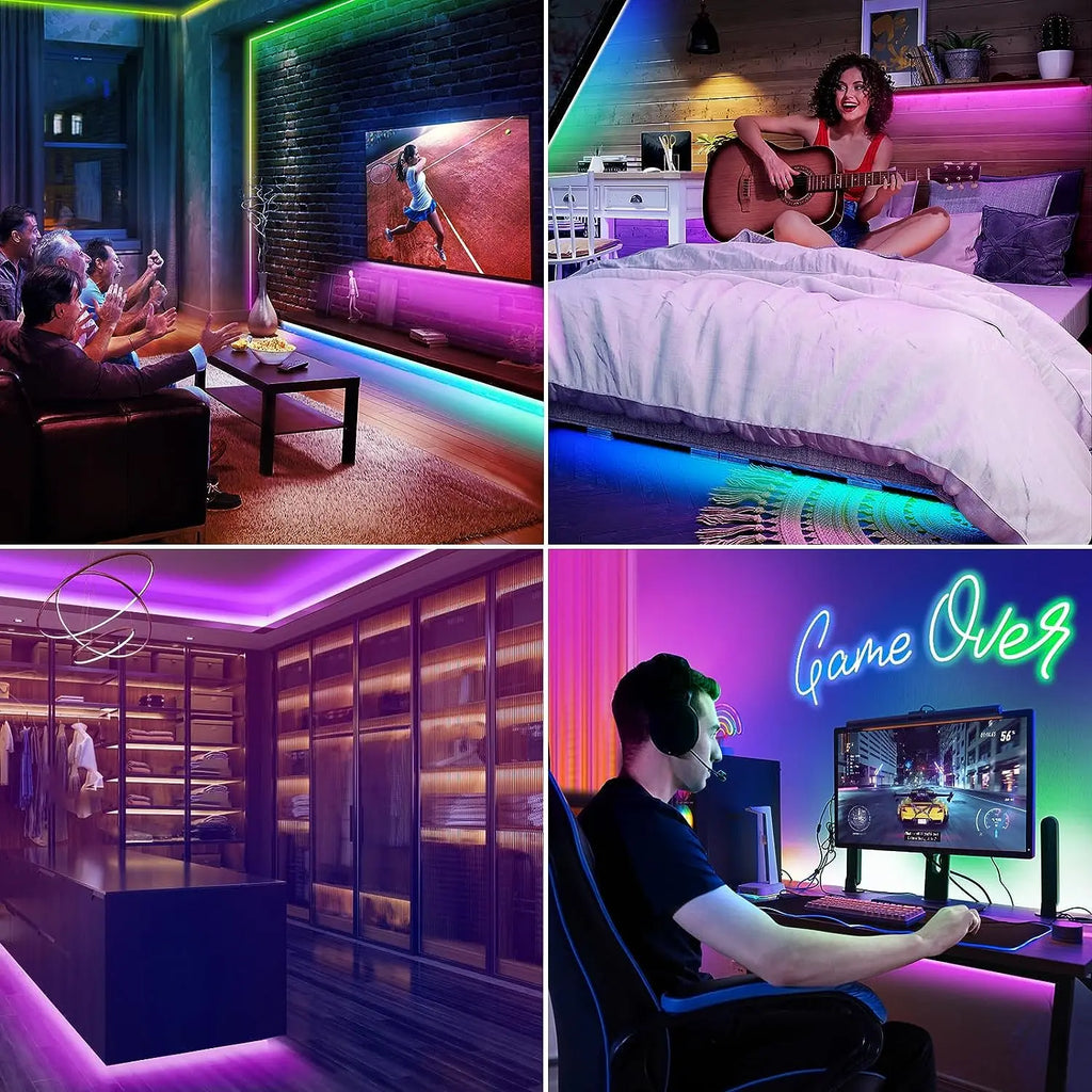 10M/5M 12V Neon RGB WIFI LED Strip Lights 108 LEDs/m Waterproof with Music Sync, Remote & App for Bedroom