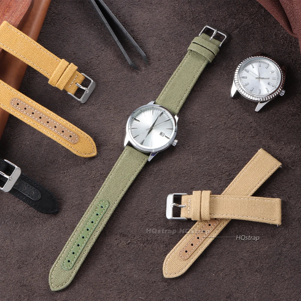 CowLost | product_id-20mm-22mm-nylon-canvas-leather-quick-release-military-watch-strap-replacement |2