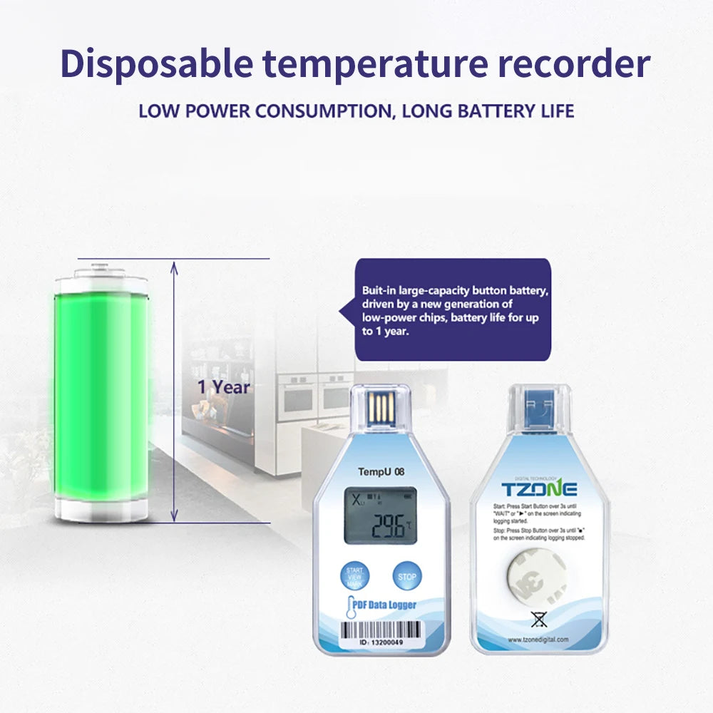TempU08B USB Temperature & Humidity Data Logger 32000 Sets for Warehouse Storage