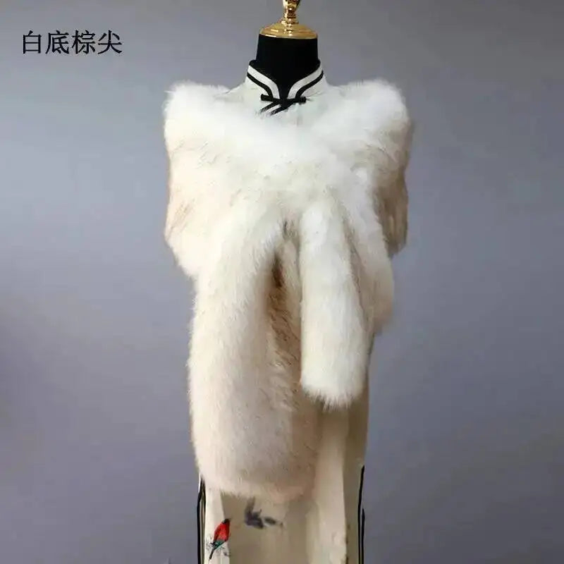 CowLost | 32-colors-165-30cm-women-luxury-warm-faux-fox-fur-shawl-winter-ladies-plush-scarf |83