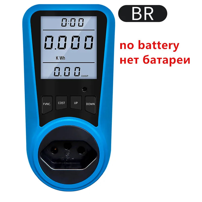 Digital Wattmeter Power Meter Voltmeter AC 220V LCD Backlight Energy Tester with EU US UK AU FR BR IT Plug