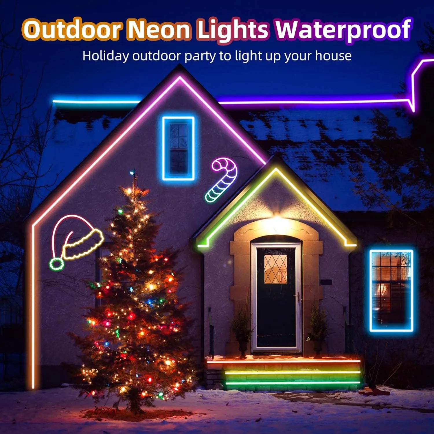 10M/5M Neon RGB 12V Waterproof LED Strip Lights with WiFi, Music Sync, Remote & App for Bedroom
