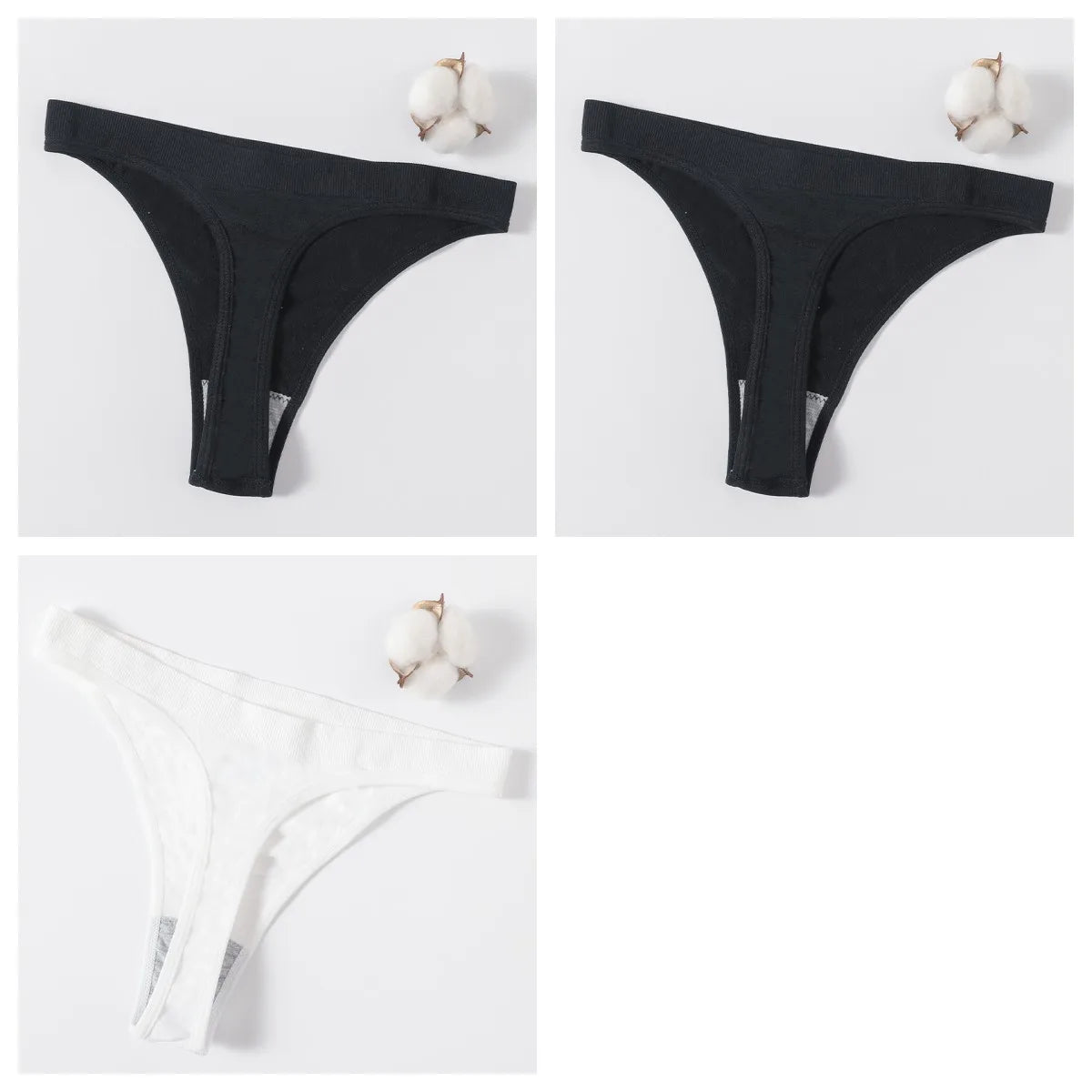 CowLost | product_id-3pcs-womens-brazilian-low-rise-ribbed-stretch-g-string-panties-m-xl-soft-comfort |38
