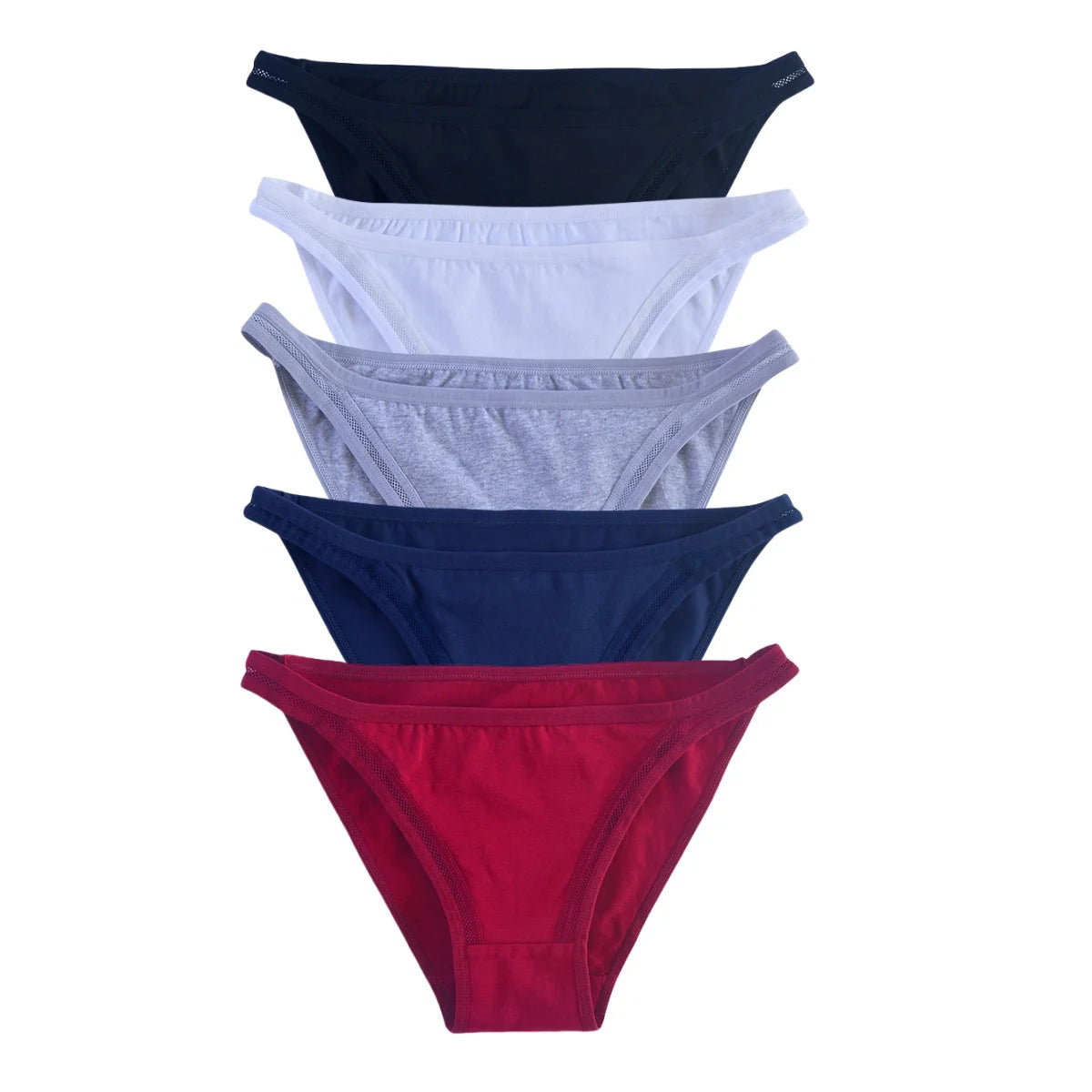 CowLost | product_id-5pcs-women-s-cotton-low-rise-breathable-solid-color-briefs-m-xl |15