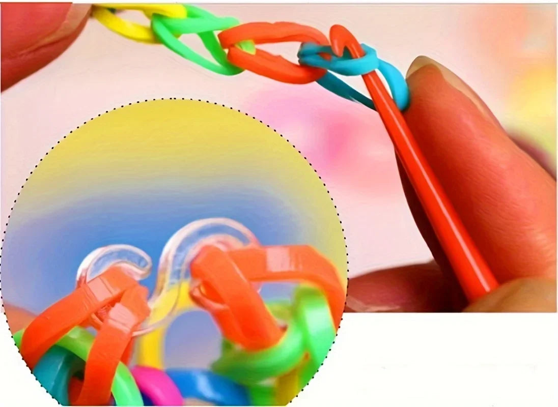 DIY Loom Band Bracelet Making Kit Transparent Fluorescent Colorful Rubber Bands Starter Set