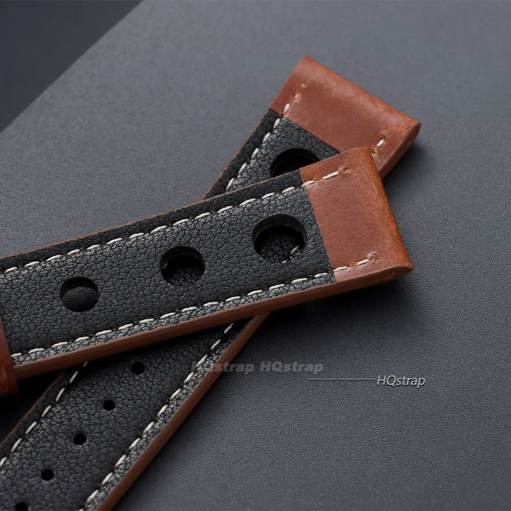 CowLost | product_id-hqstrap-genuine-dark-brown-cowhide-leather-watch-band-20mm-22mm-unisex-with-butterfly-buckle |14