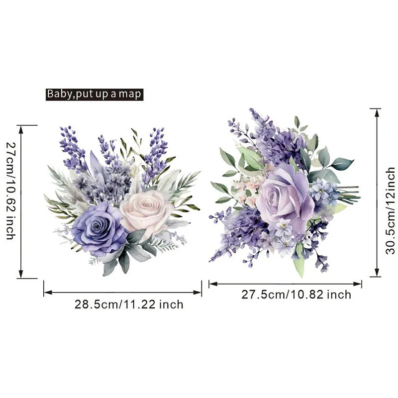CowLost | 2pcs-purple-flower-hyacinth-stickers-bathroom-toilet-sticker |7