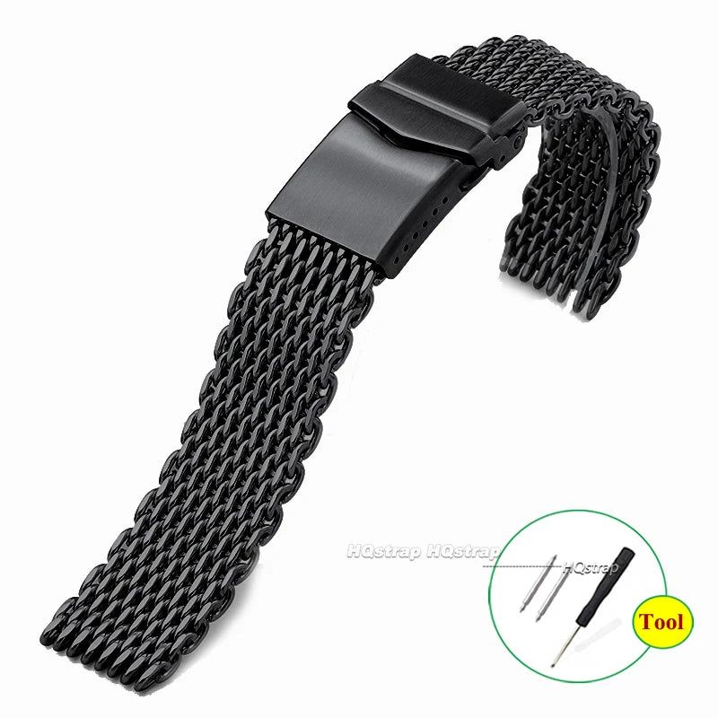 CowLost | product_id-stainless-steel-shark-mesh-watchband-for-seiko-18-22mm-adjustable-diving-buckle |16