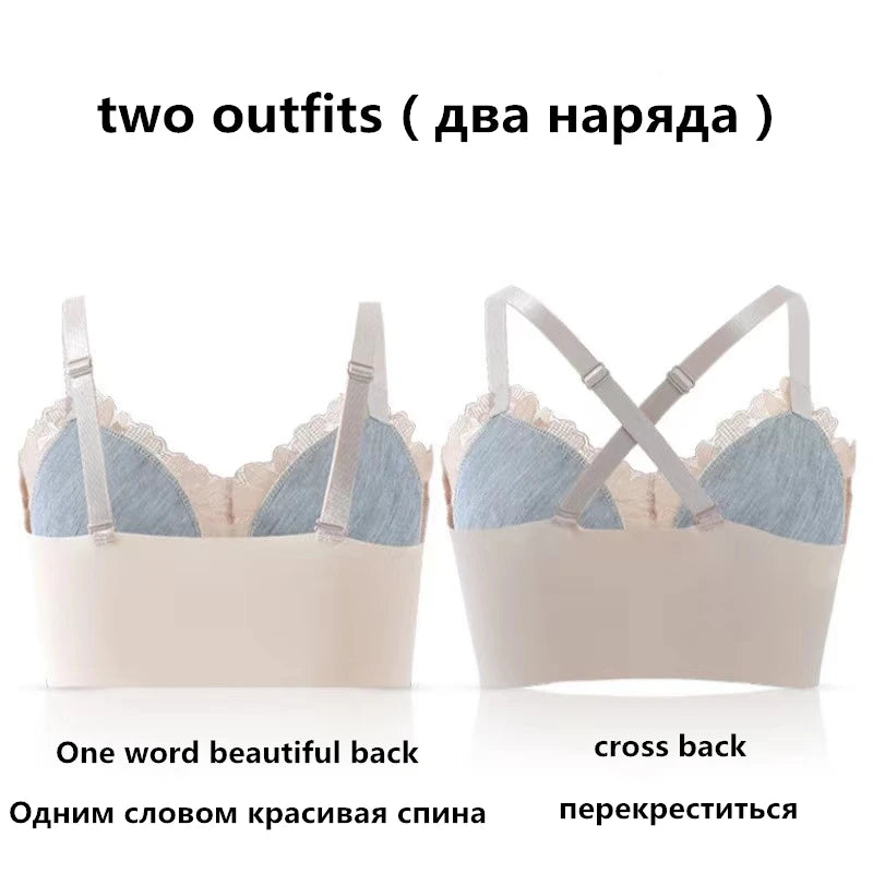 CowLost | product_id-lace-back-wireless-adjustable-seamless-push-up-bra-large-size |3