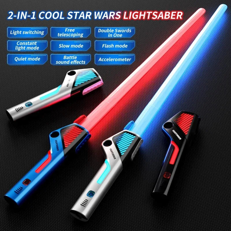 Children's Colorful Telescopic Glowing Music Laser Sword 2-in-1 Rotating Light Toy