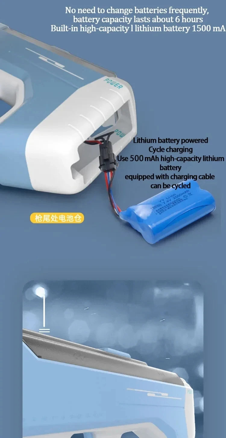 Fully Electric High Pressure Water Gun Toy for Outdoor Pool Games