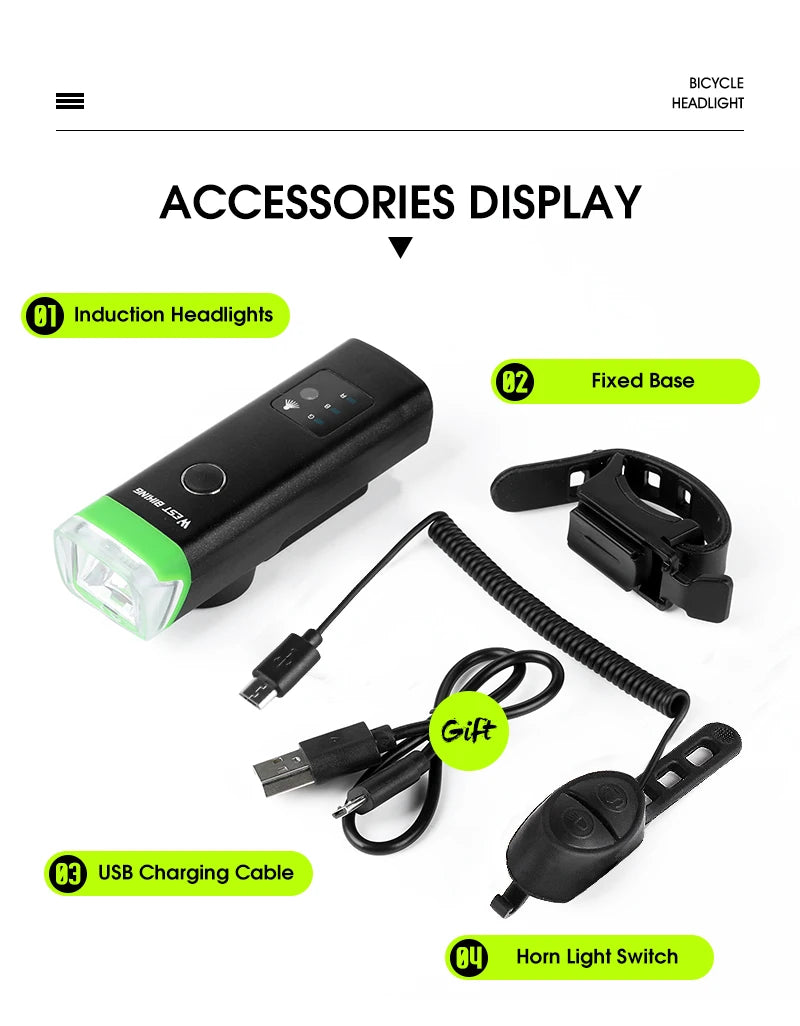 CowLost | west-biking-front-bicycle-light-usb-rechargeable-led-bike-light-waterproof-cycling-headlight-climbing-safety-flashlight-lamps |12