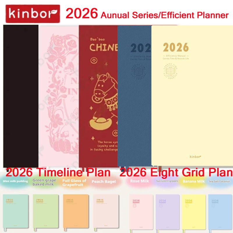 CowLost | kinbor-full-series-2026-a5-planner-daily-book-a6-annual-52g-tomoe-river-paper-journals-notepads-pure-colors-timeline-eight-grid-1 |1