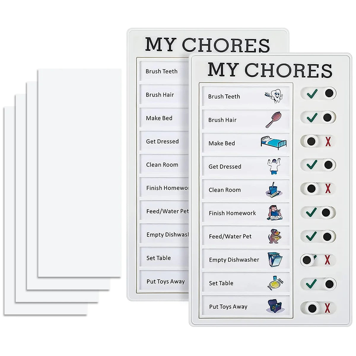 1 PC Kids Chore Chart with 5 Pcs Blank Card