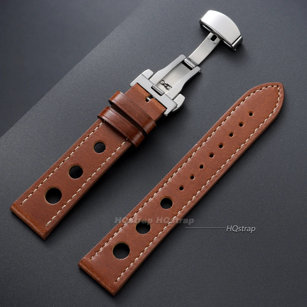 CowLost | product_id-hqstrap-genuine-dark-brown-cowhide-leather-watch-band-20mm-22mm-unisex-with-butterfly-buckle |21