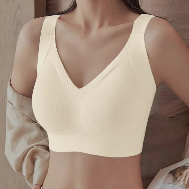 CowLost | product_id-plus-size-wireless-push-up-seamless-bra-v-neck-wide-straps-m-4xl |12