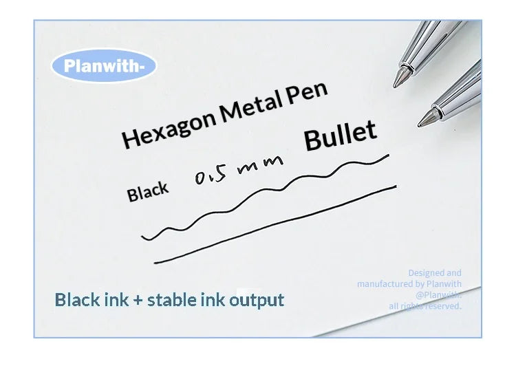CowLost | product_id-planwith-hexagonal-metal-gel-pen-0-5mm-black-ink-retractable-anti-roll-comfortable-grip |9