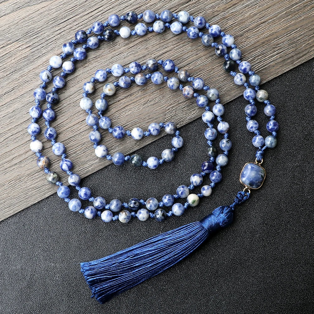 CowLost | handbags-white-dot-blue-vein-sodalite-108-beaded-mala-necklace-natural-stone |8