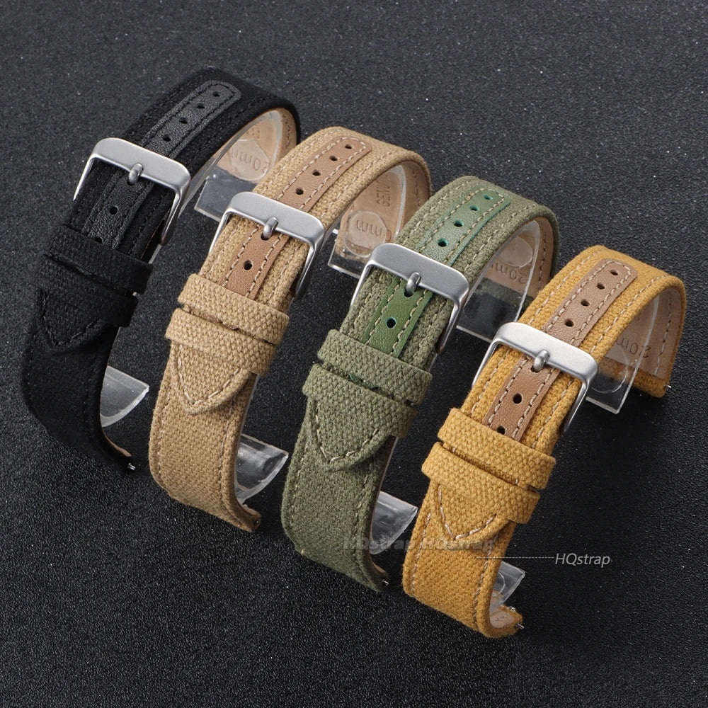 CowLost | product_id-20mm-22mm-nylon-canvas-leather-quick-release-military-watch-strap-replacement |8