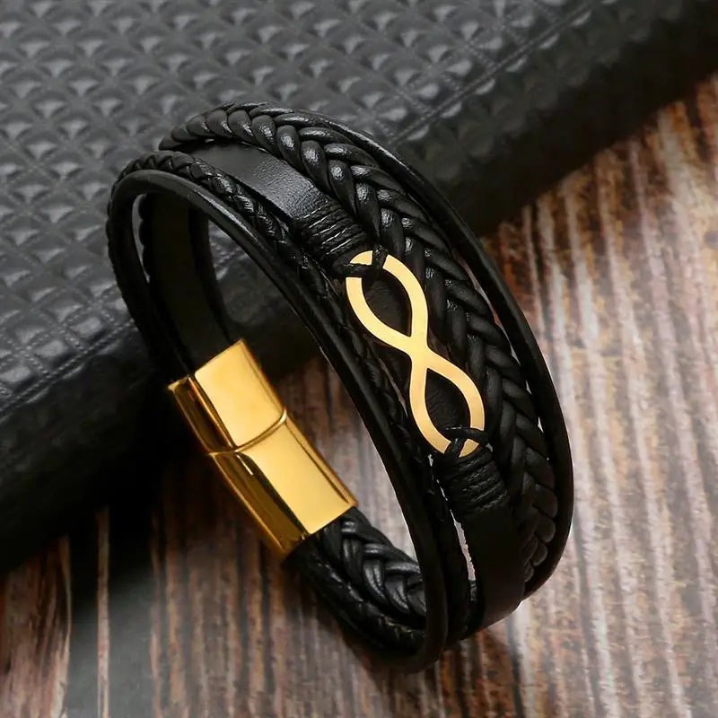 CowLost | infinity-symbol-charm-multi-layer-leather-bracelet-for-men |21