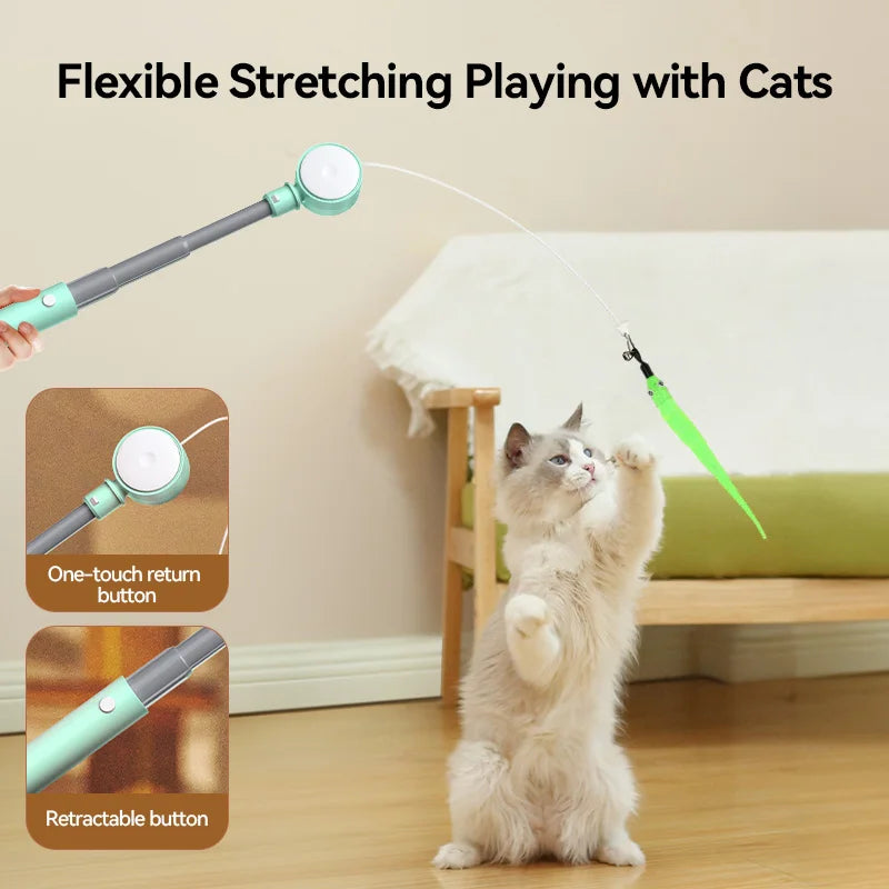 CowLost | cat-treats-rojeco-interactive-retractable-cat-laser-toy-with-feather-teaser |3