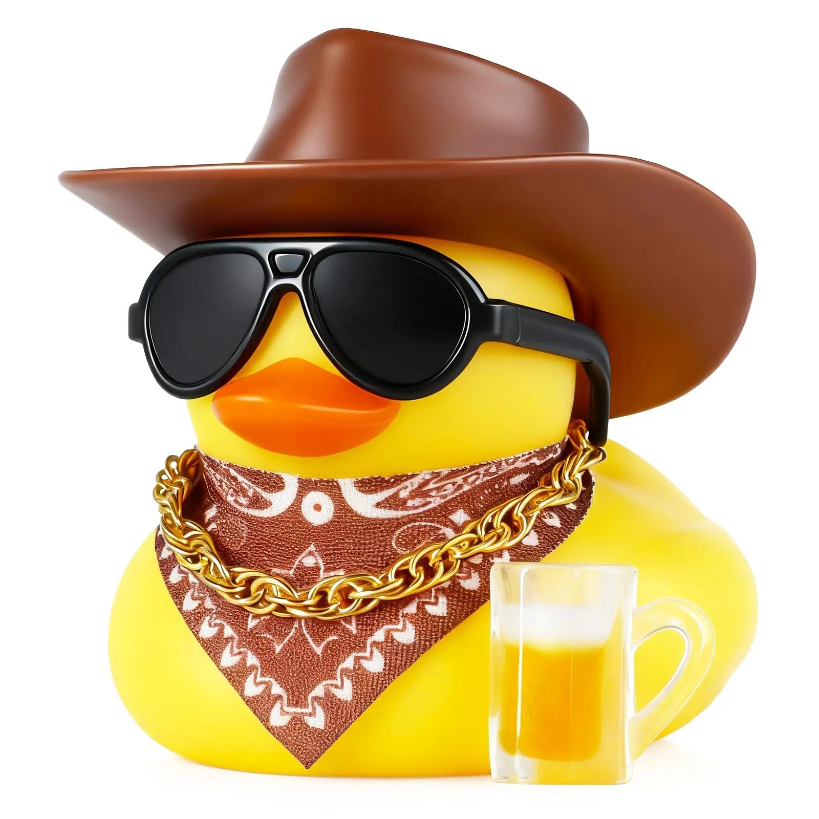 CowLost | product_id-cowboy-rubber-duck-with-sunglasses-necklace-beer-glass-tape-funny-pvc-car-dashboard-decor |13