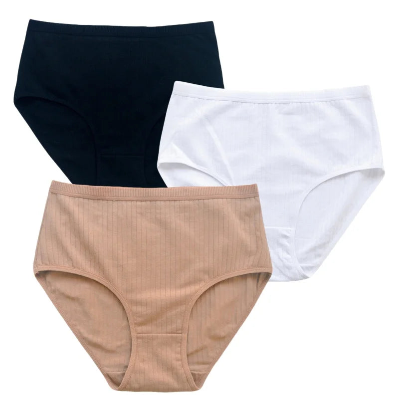 CowLost | product_id-3pcs-women-high-waist-cotton-briefs-tummy-control-breathable-underwear-m-xxl |11