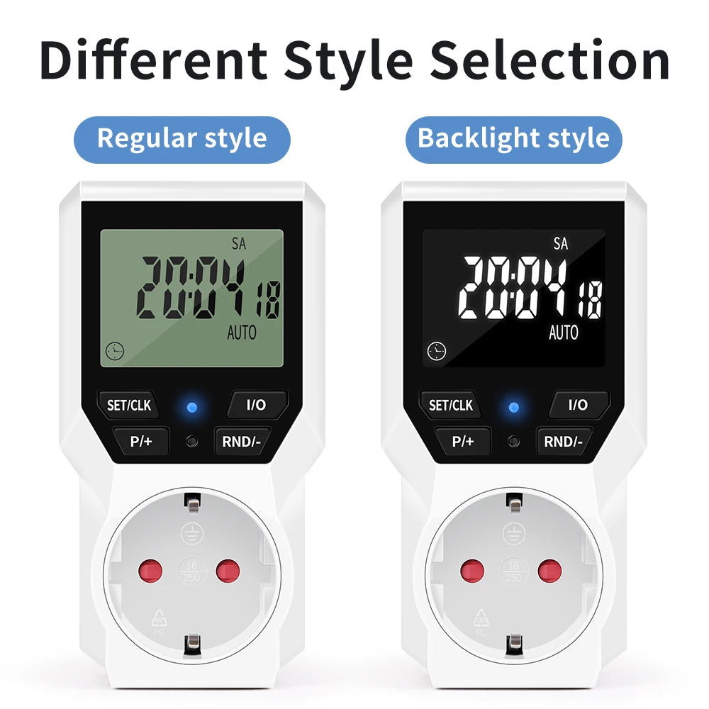 JUANJUAN Digital Programmable Timer Switch EU Plug LCD Display 10-Group Surge Protector 16A 3680W
