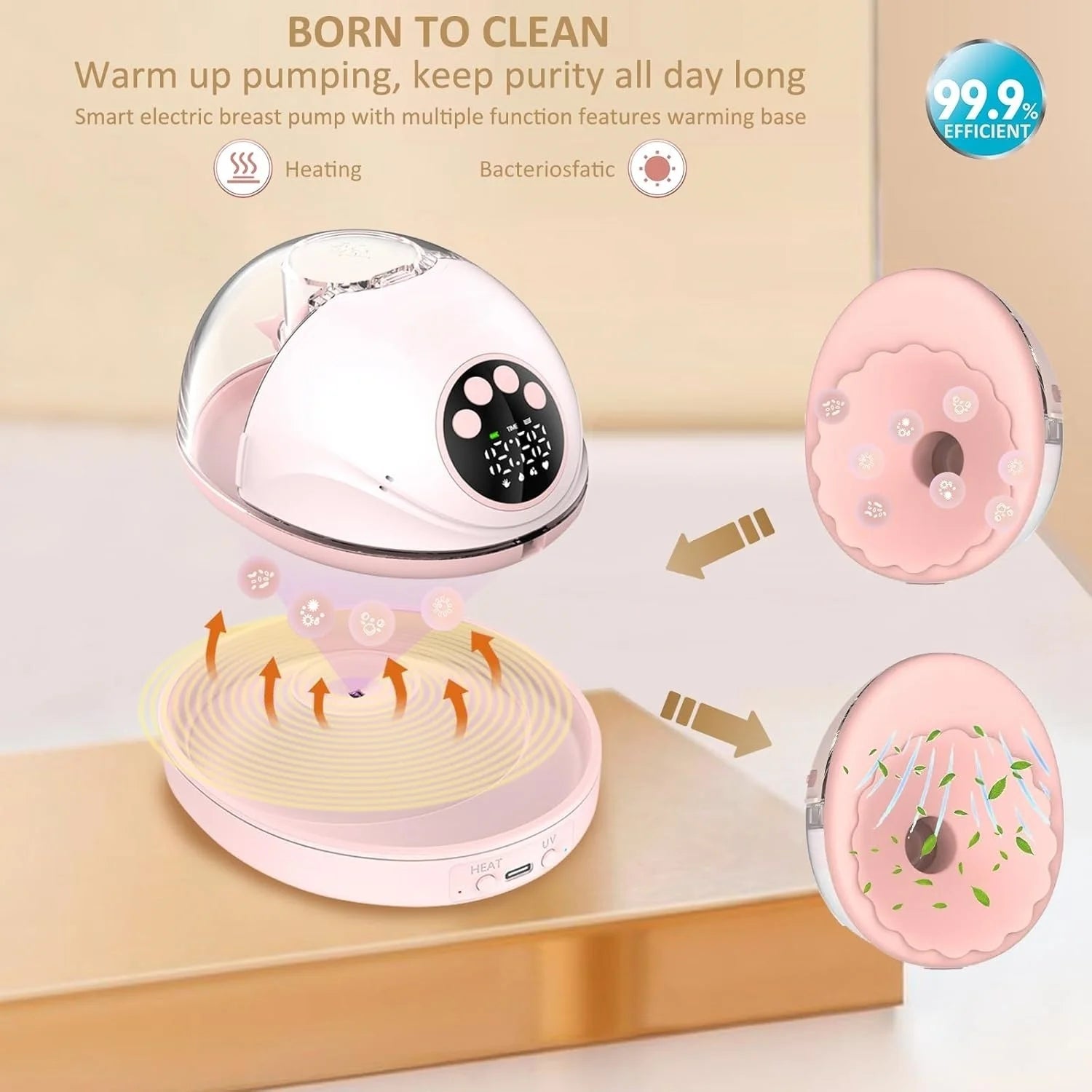 CowLost | wearable-electric-breastmilk-pump-handsfree-bpa-free-with-uv-sterilize-heated-base |3