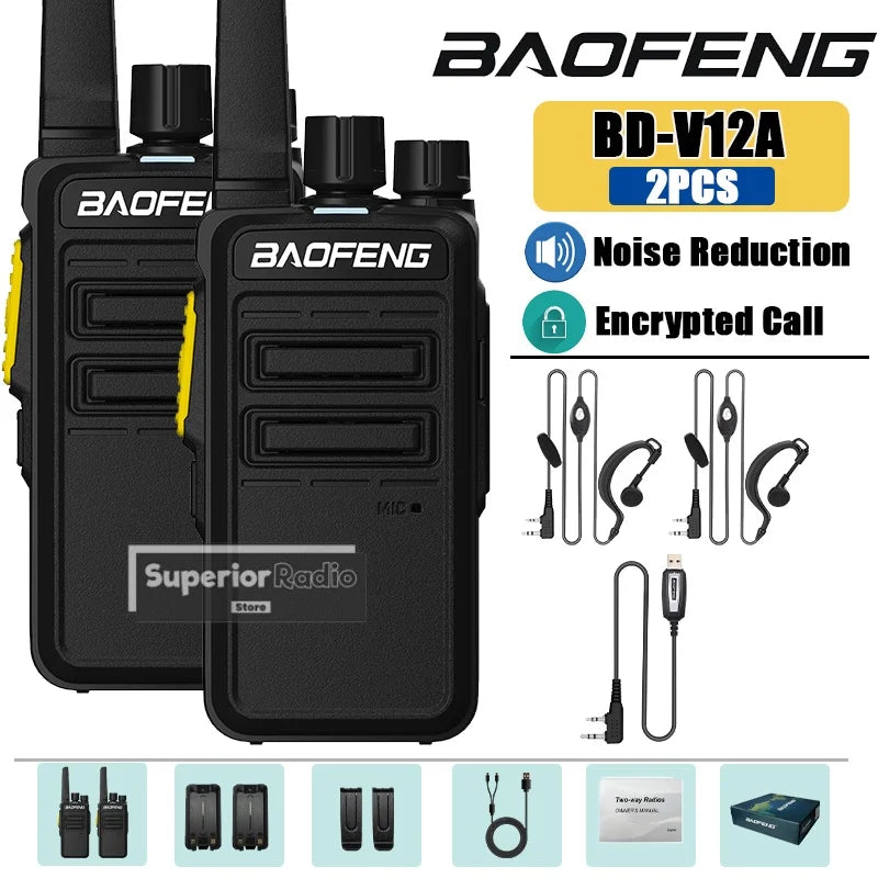 CowLost | mobile-phone-cases-baofeng-bd-v12a-mini-walkie-talkie-uhf-400-480mhz-noise-reduction-usb-c-charging |12