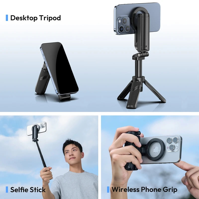 CowLost | ulanzi-jj03-magnetic-phone-tripod-wireless-phone-grip-selfie-stick-desktop-tripod-for-iphone-16-15-14-13-pro-pro-max |1
