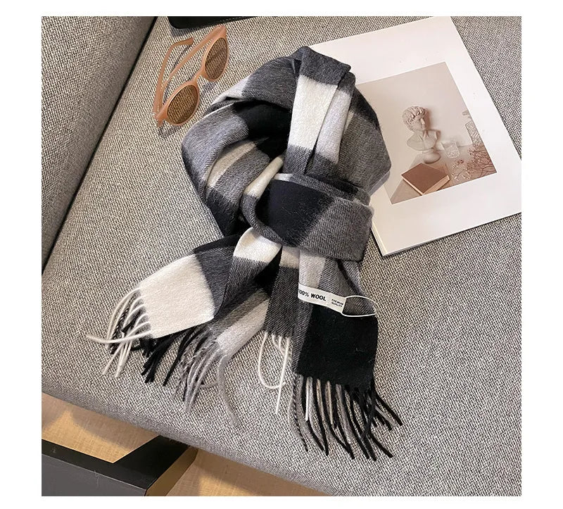 CowLost | australian-wool-winter-plaid-cashmere-scarf |26