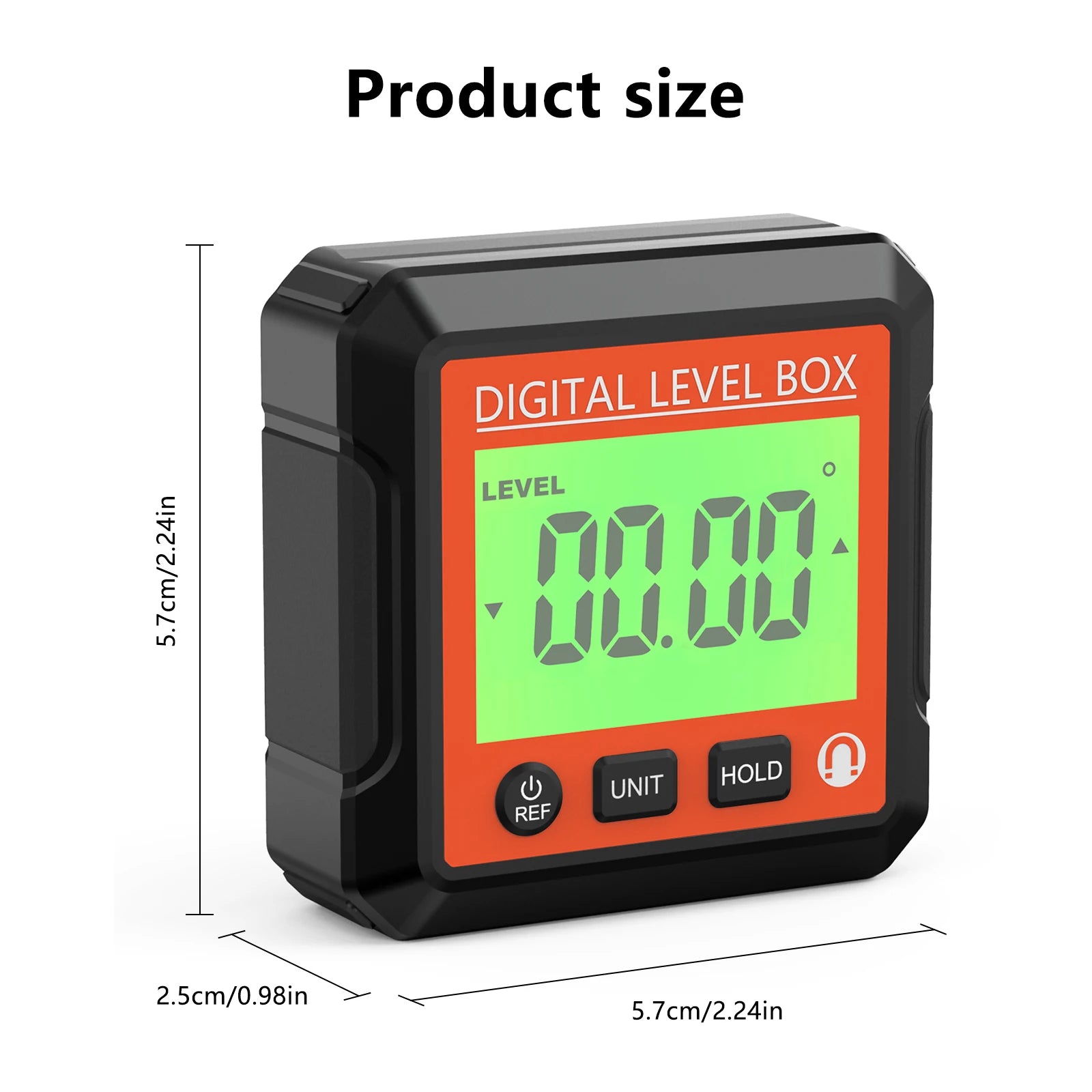 Digital Magnetic Inclinometer LCD Backlight Angle Finder 4x90° Protractor Level Box for Woodworking