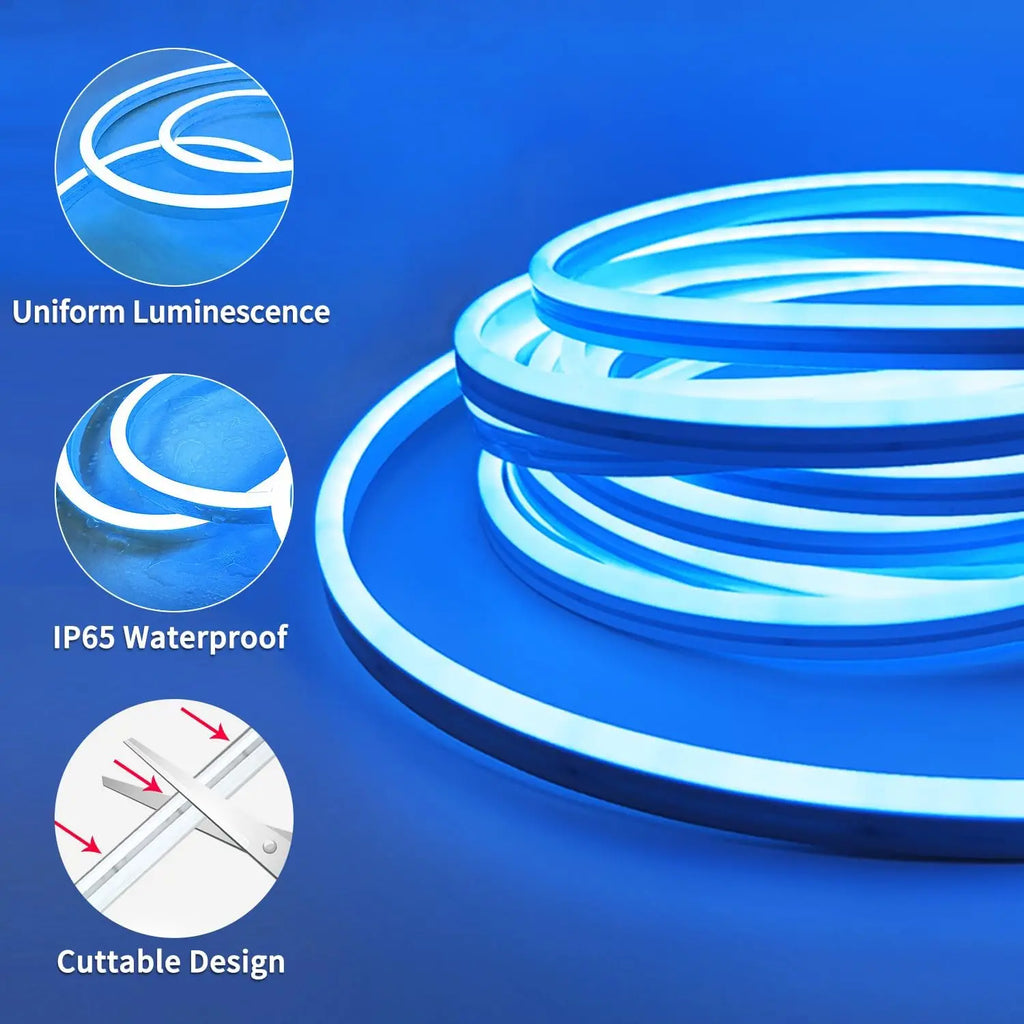 Mexllex 10m Neon LED Strip 120 LED/M IP65 Waterproof Outdoor Plug-In for Indoor & Party Decor