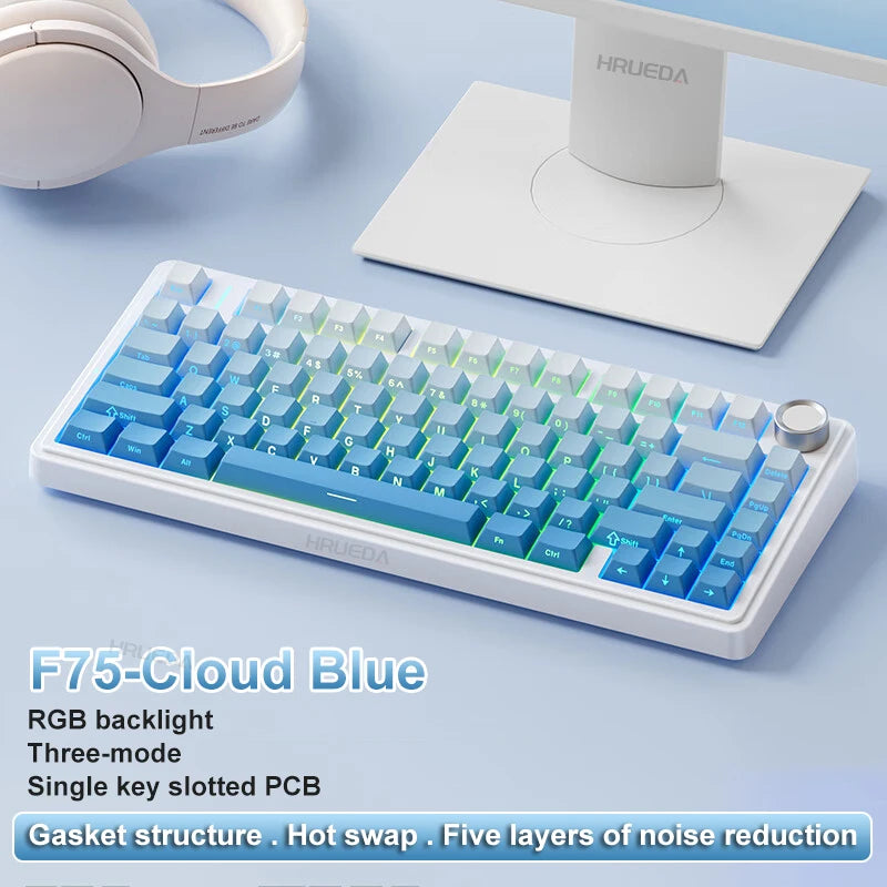 CowLost | aula-f75-oem-rgb-customized-hot-swap-pbt-75-80-keys-bluetooth-5-0-2-4g-wireless |18