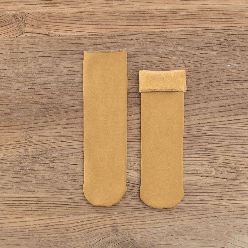 1Pair Winter Women Thick Socks Solid Pure Elasticity