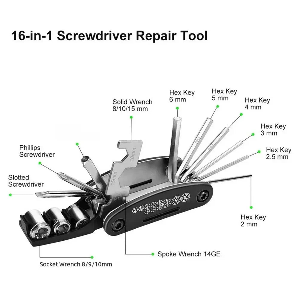 CowLost | product_id-16-in-1-portable-mountain-bike-multi-tool-wrench-screwdriver-repair-kit |3