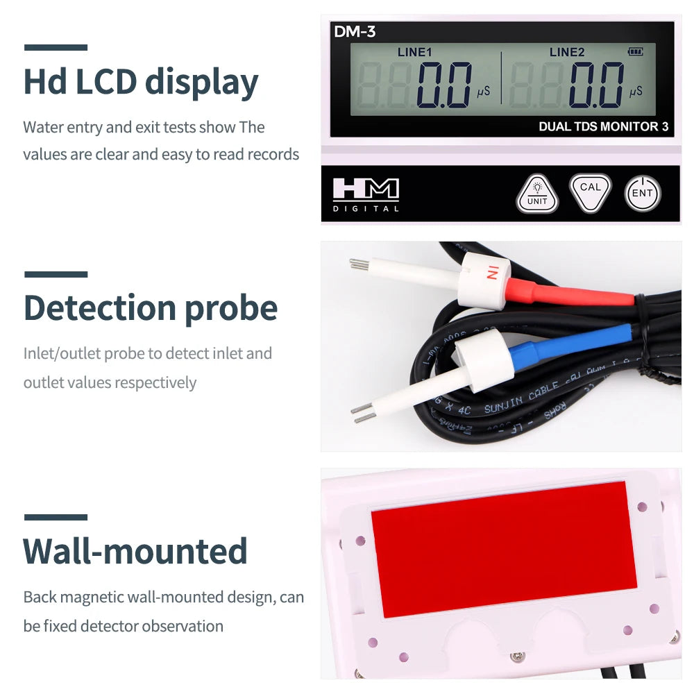 HM Digital Online Dual Channel TDS EC Meter LCD Water Quality Tester for Pool Laboratory